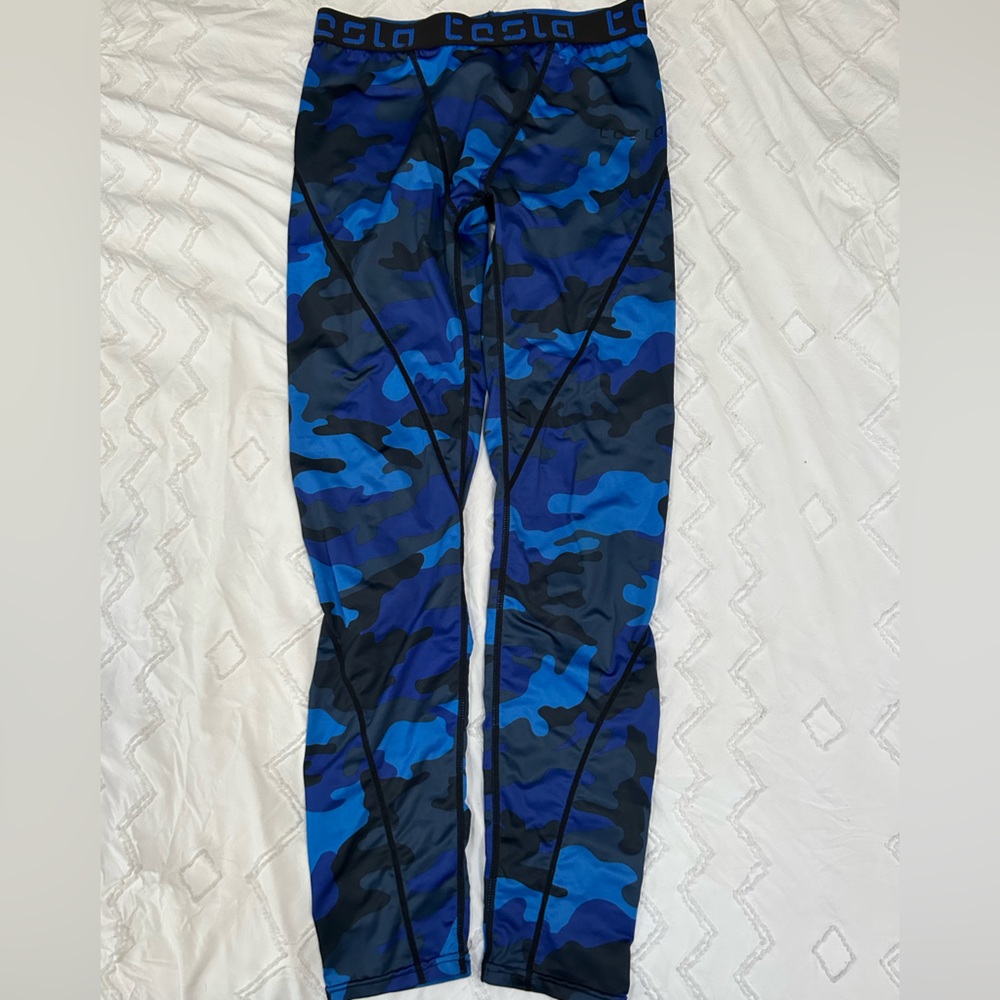 Men’s Blue Camo Compression Pants
